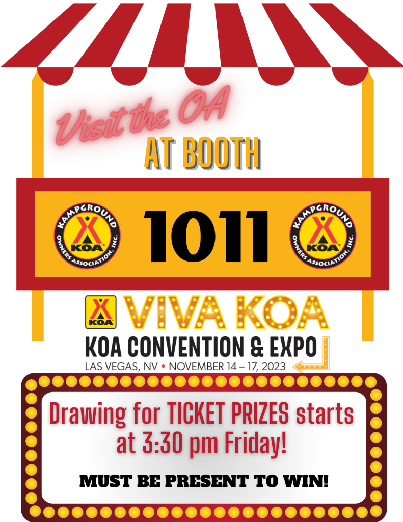 The KOA OA will be at Booth #1011 for the 2023 Convention.